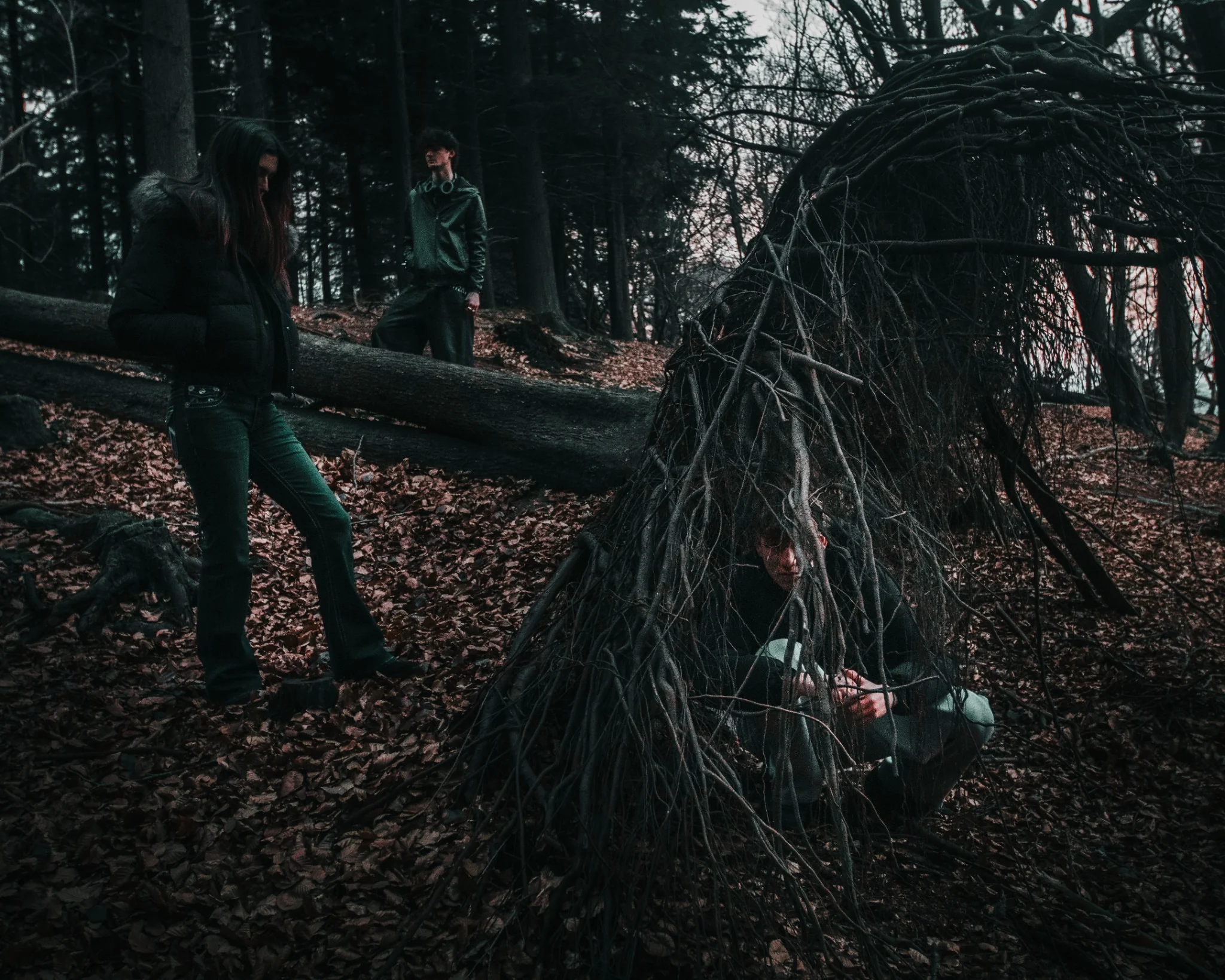 Conceptual group portrait in a forest